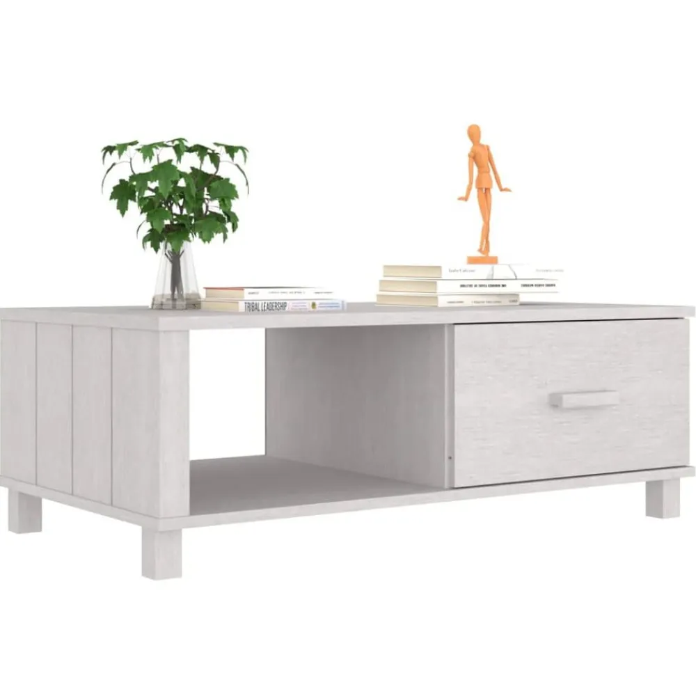 vidaXL Mesa de centro HAMAR madera maciza de pino 100x55x35 cm Blanco Hot