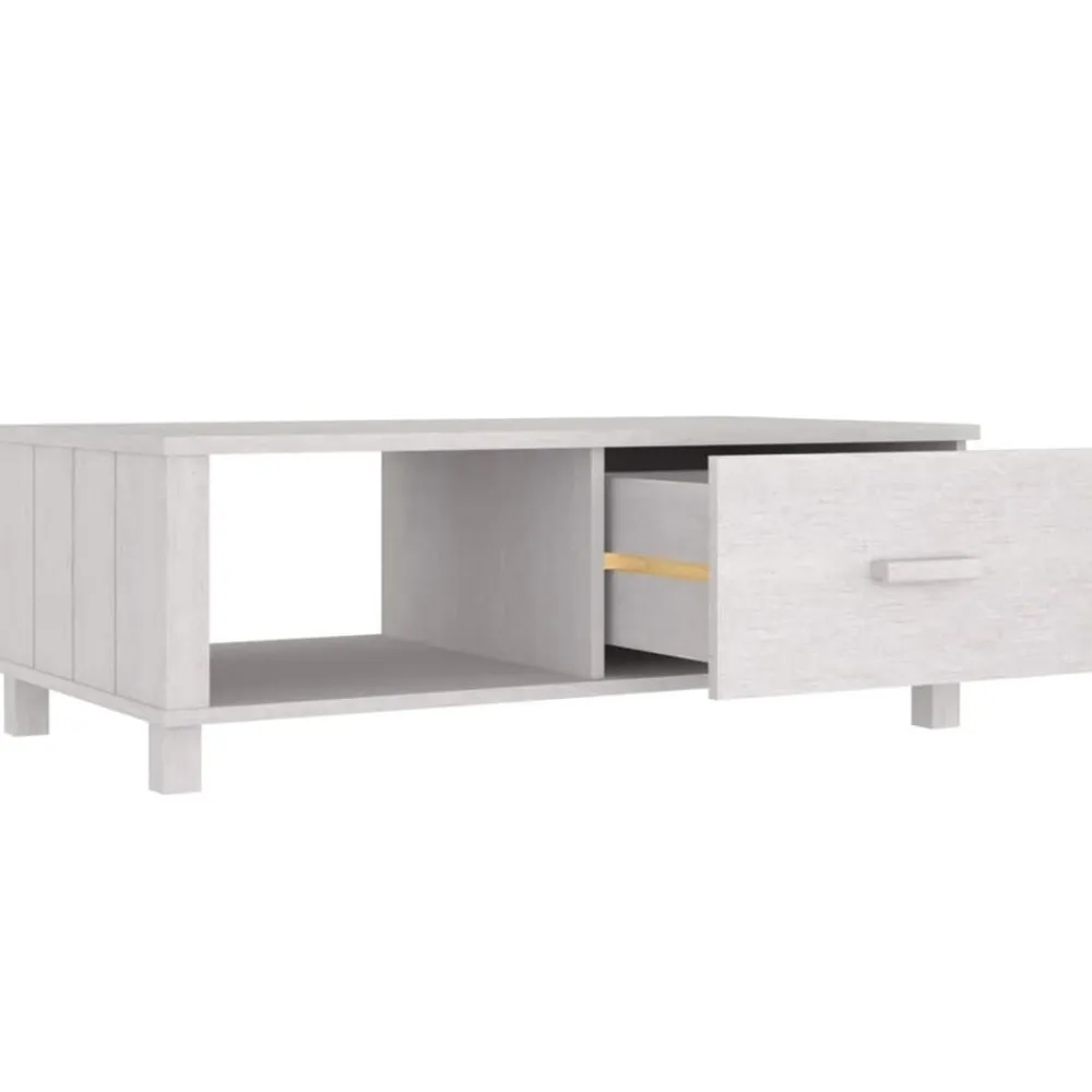 vidaXL Mesa de centro HAMAR madera maciza de pino 100x55x35 cm Blanco Hot