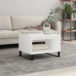 vidaXL Mesas-Mesa de centro madera de ingeniería blanca 60x50x40 cm