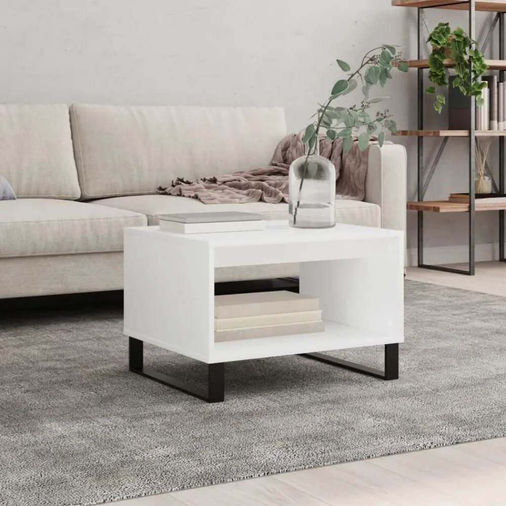 vidaXL Mesas-Mesa de centro madera de ingeniería blanca 60x50x40 cm