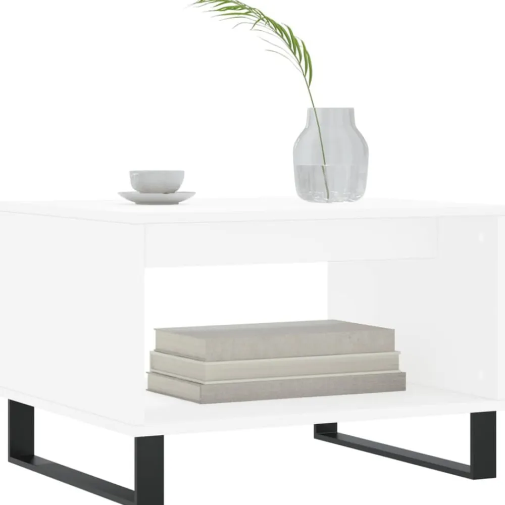 vidaXL Mesas-Mesa de centro madera de ingeniería blanca 60x50x40 cm