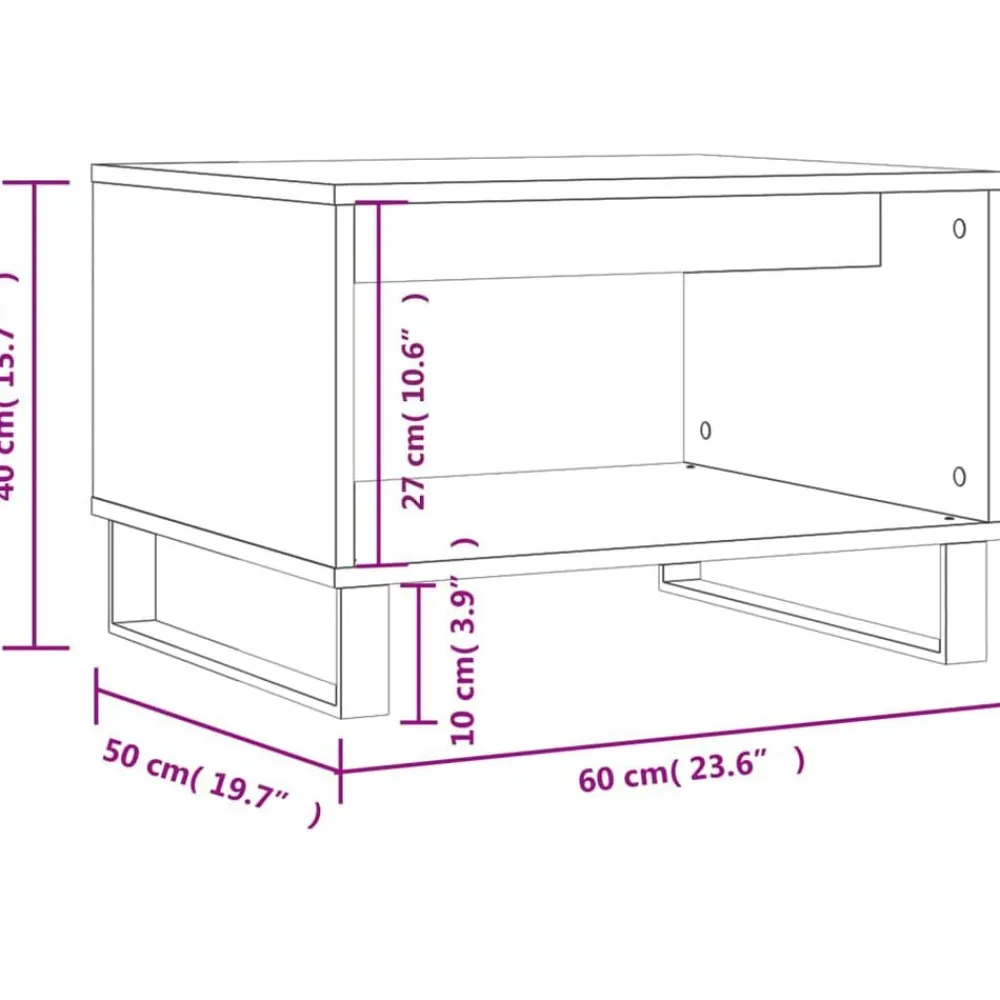 vidaXL Mesas-Mesa de centro madera de ingeniería blanca 60x50x40 cm
