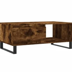 vidaXL Mesa de centro madera contrachapada 90x50x36,5 cm Roble ahumado New