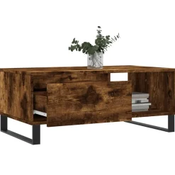 vidaXL Mesa de centro madera contrachapada 90x50x36,5 cm Roble ahumado New