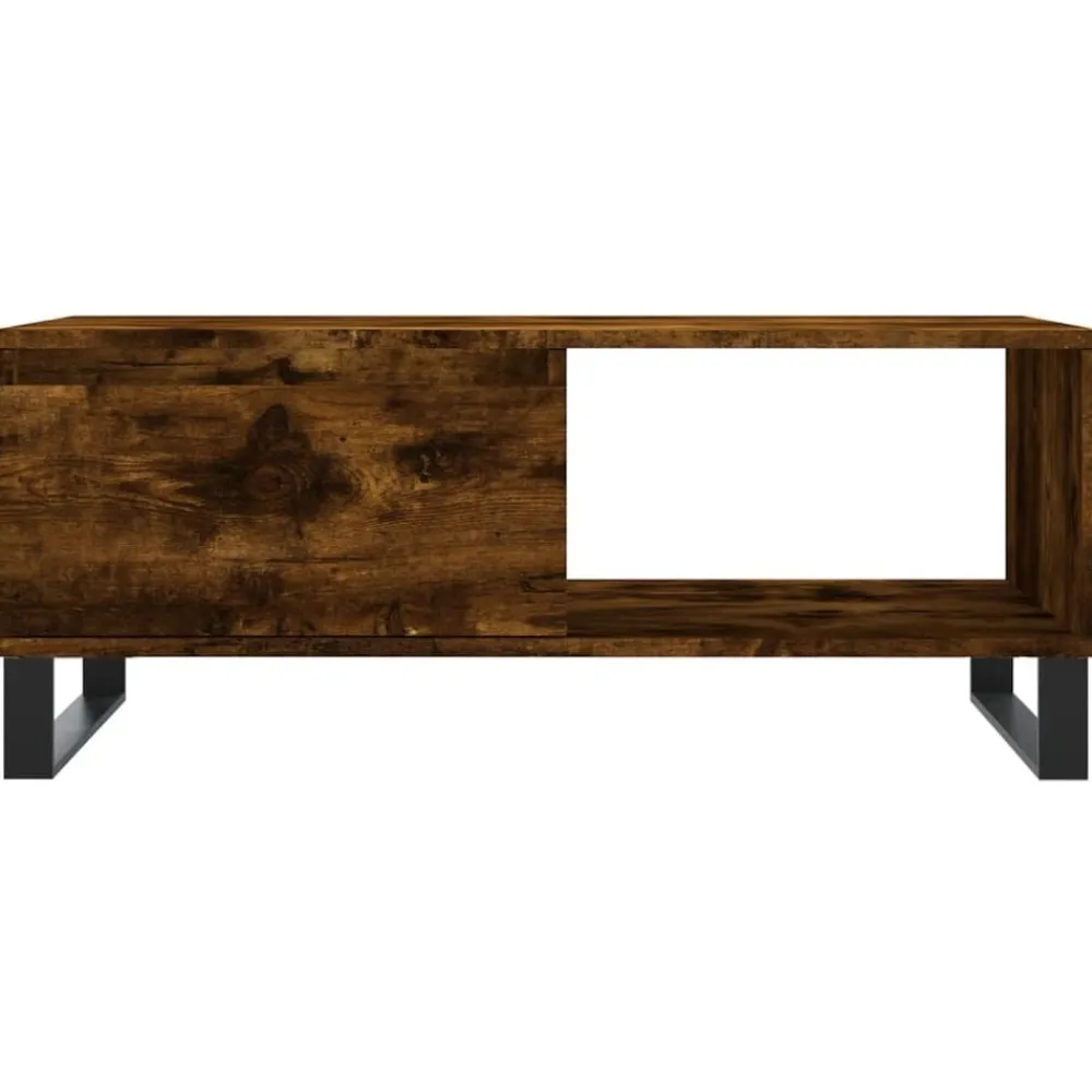 vidaXL Mesa de centro madera contrachapada 90x50x36,5 cm Roble ahumado New