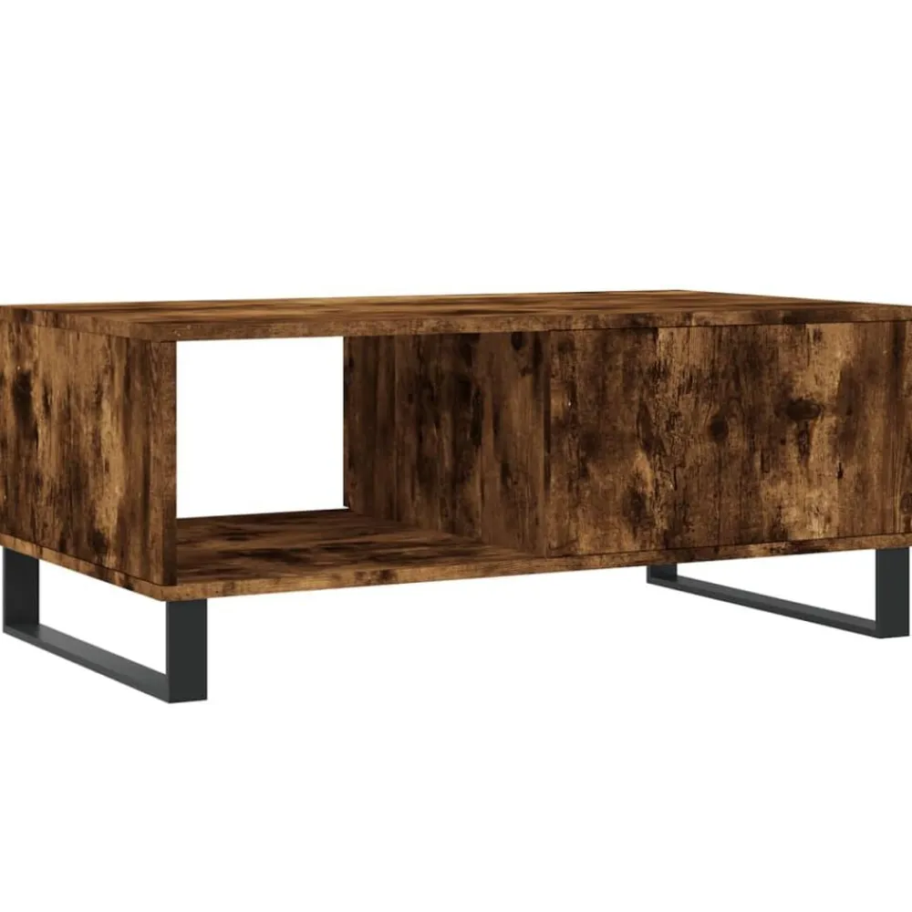 vidaXL Mesa de centro madera contrachapada 90x50x36,5 cm Roble ahumado New