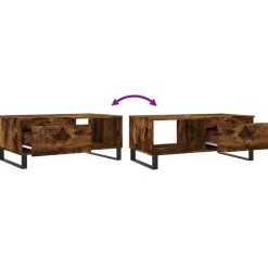 vidaXL Mesa de centro madera contrachapada 90x50x36,5 cm Roble ahumado New