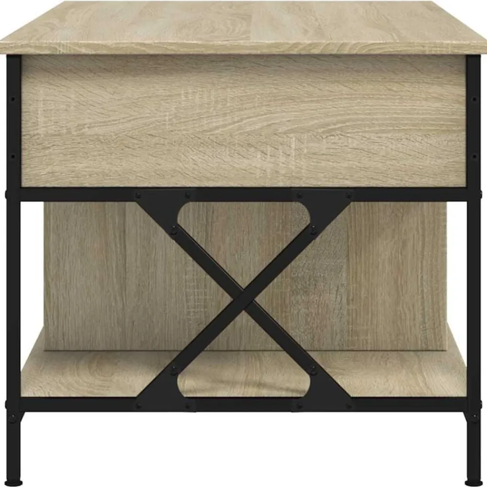 vidaXL Mesas-Mesa de centro madera ingeniería metal 100x55x50cm