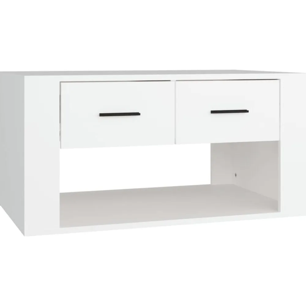 vidaXL Mesa de centro madera contrachapada blanca 80x50x40 cm Blanco