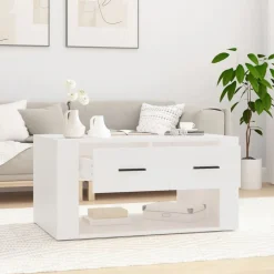 vidaXL Mesa de centro madera contrachapada blanca 80x50x40 cm Blanco