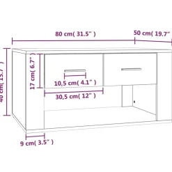 vidaXL Mesa de centro madera contrachapada blanca 80x50x40 cm Blanco