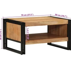 vidaXL Mesa de centro madera maciza de acacia 70x50x38 cm Marr&oacute;n Clearance