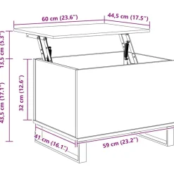 vidaXL Mesas-Mesa de centro madera contrachapada 60x44,5x45 cm