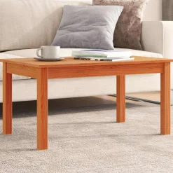 vidaXL Mesas-Mesa de centro madera maciza de pino marrón cera 80x50x40 cm