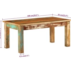 vidaXL Mesas-Mesa de centro madera maciza reciclada 100x55x45 cm