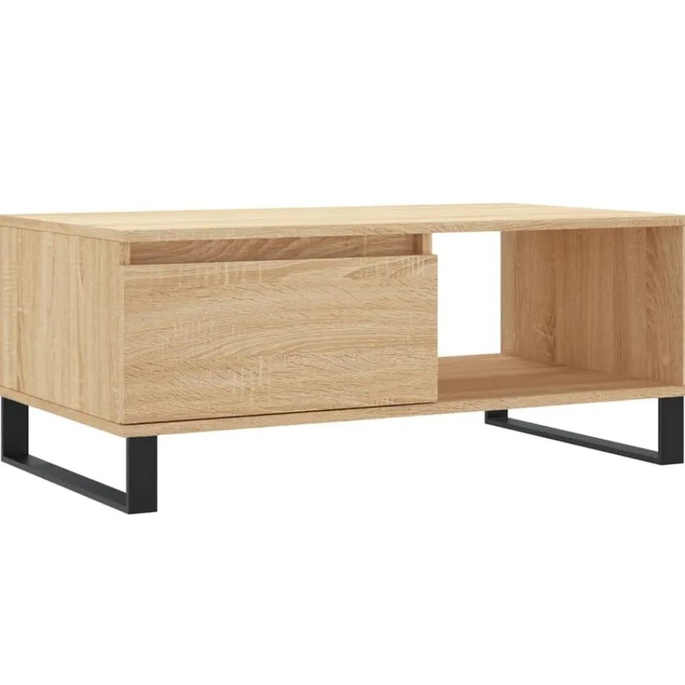 vidaXL Mesa de centro madera contrachapada 90x50x36,5 cm Roble Sonoma Online