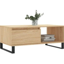 vidaXL Mesa de centro madera contrachapada 90x50x36,5 cm Roble Sonoma Online