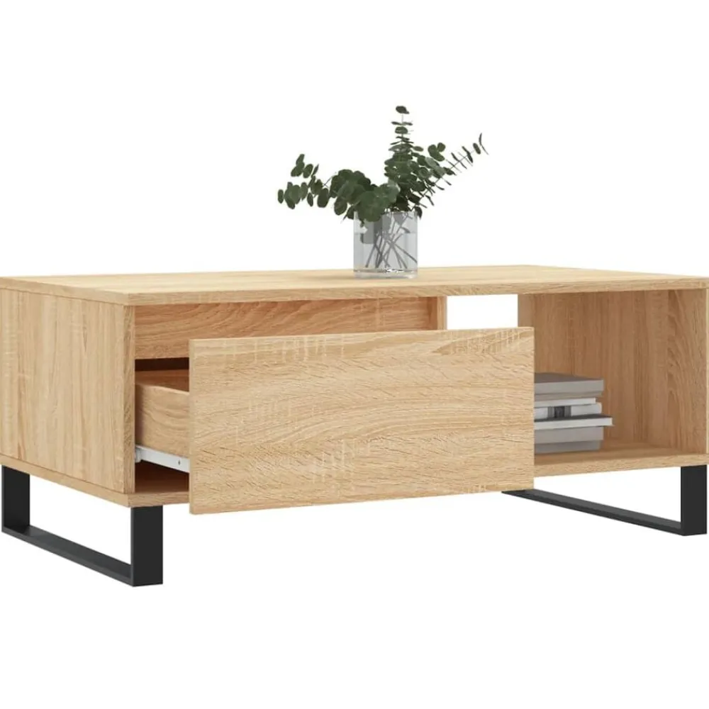 vidaXL Mesa de centro madera contrachapada 90x50x36,5 cm Roble Sonoma Online
