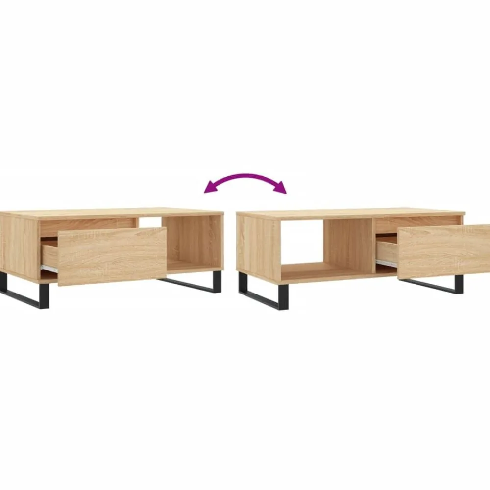 vidaXL Mesa de centro madera contrachapada 90x50x36,5 cm Roble Sonoma Online