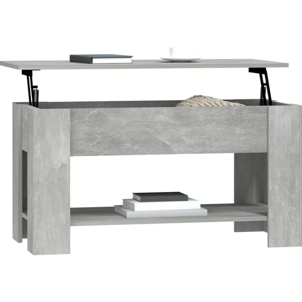 vidaXL Mesas-Mesa de centro madera de ingeniería gris hormigón 101x49x52 cm