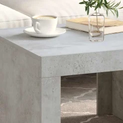 vidaXL Mesas-Mesa de centro madera contrachapada gris hormigón 50x50x35 cm