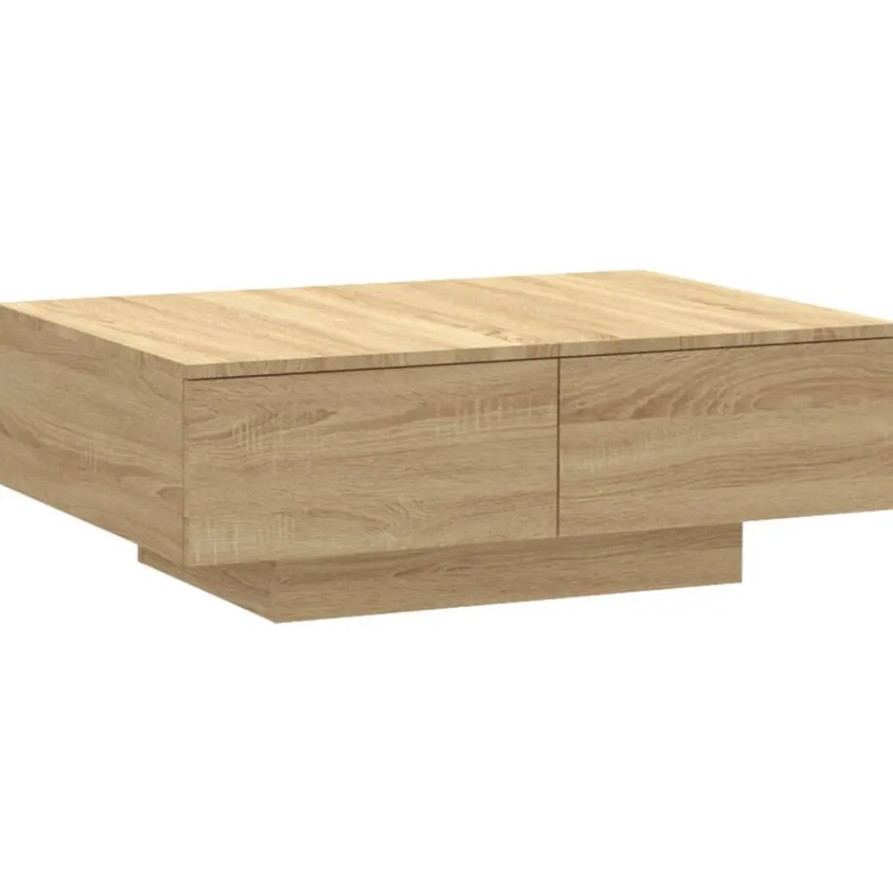 vidaXL Mesas-Mesa de centro madera contrachapada color roble 90x60x31 cm
