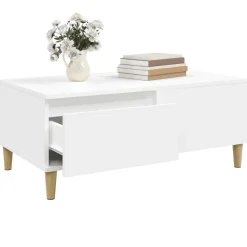 vidaXL Mesa de centro madera contrachapada 90x50x36,5 cm Blanco Clearance