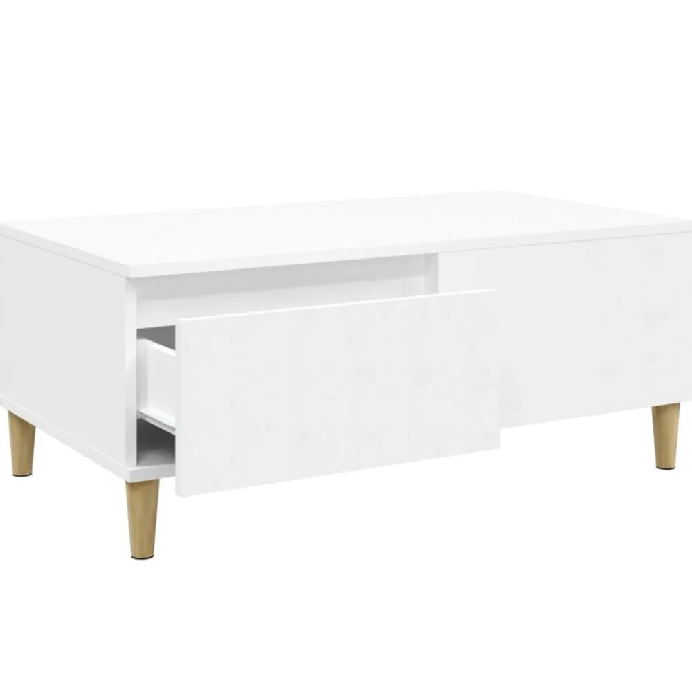 vidaXL Mesa de centro madera contrachapada 90x50x36,5 cm Blanco Clearance