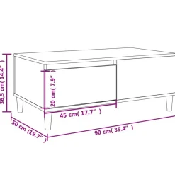 vidaXL Mesa de centro madera contrachapada 90x50x36,5 cm Blanco Clearance