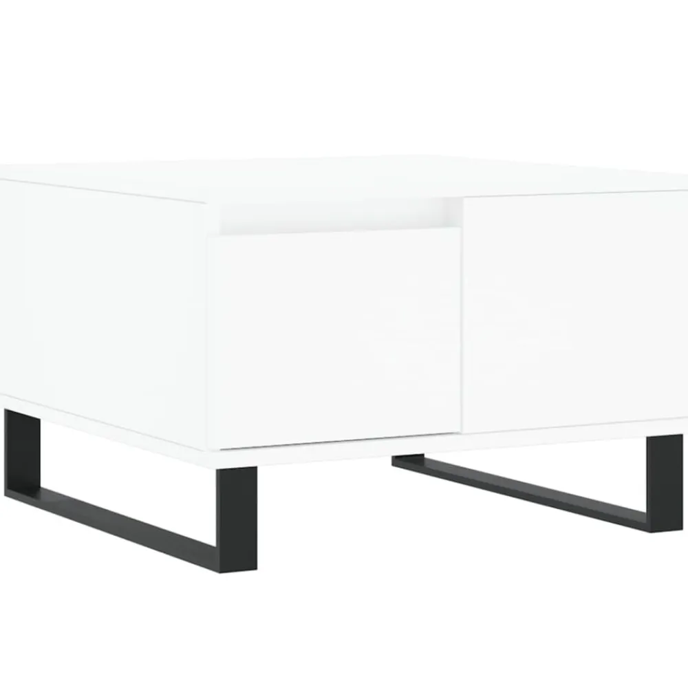 vidaXL Mesa de centro madera contrachapada 55x55x36,5 cm Blanco New
