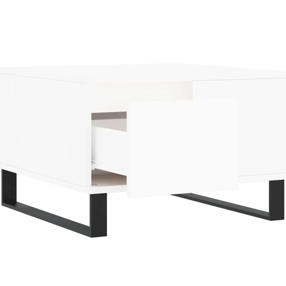 vidaXL Mesa de centro madera contrachapada 55x55x36,5 cm Blanco New