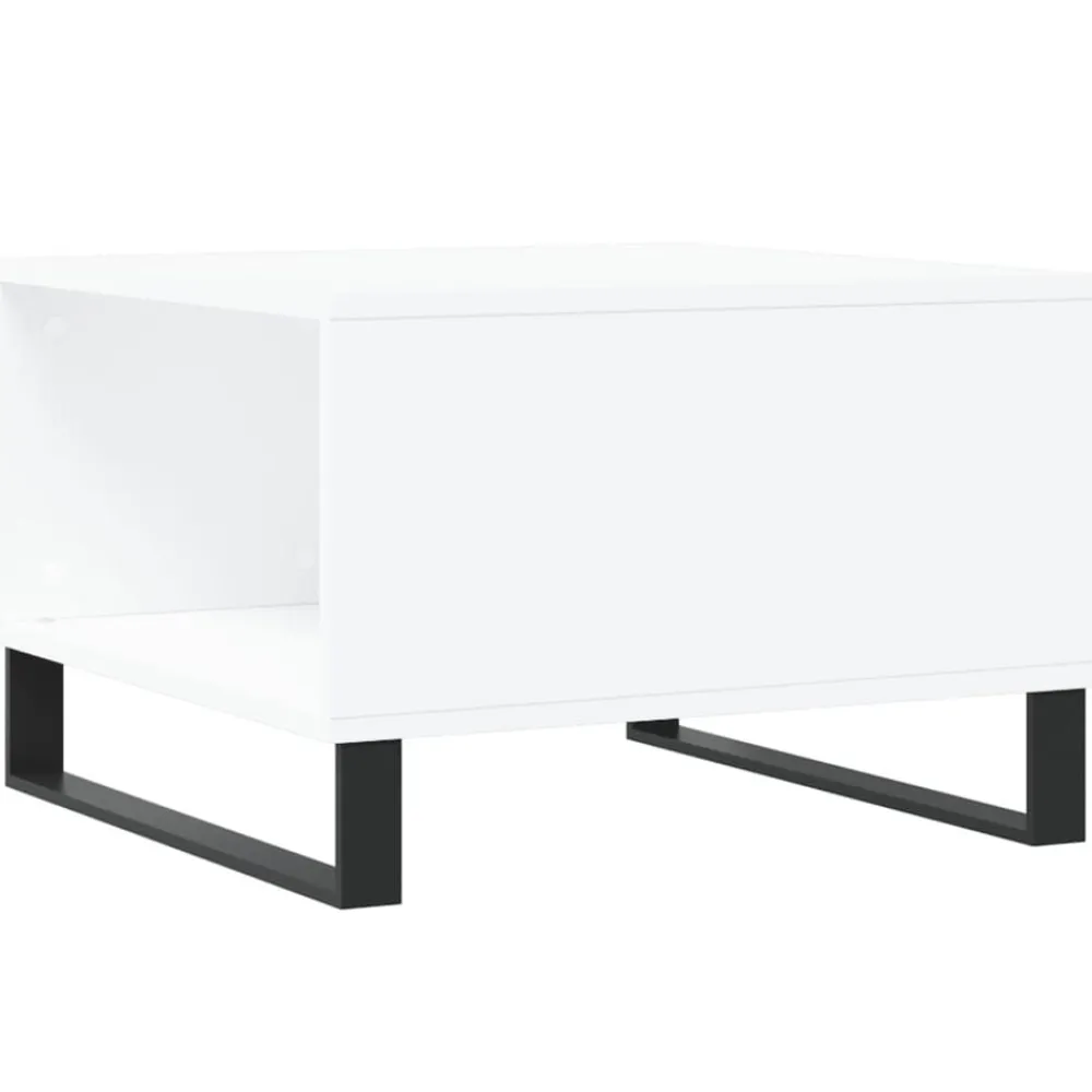 vidaXL Mesa de centro madera contrachapada 55x55x36,5 cm Blanco New