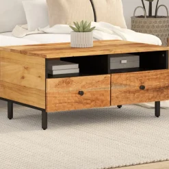 vidaXL Mesas-Mesa de centro madera maciza de acacia 80x54x40 cm
