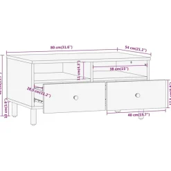 vidaXL Mesas-Mesa de centro madera maciza de acacia 80x54x40 cm