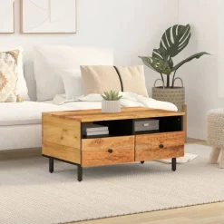 vidaXL Mesas-Mesa de centro madera maciza de acacia 80x54x40 cm