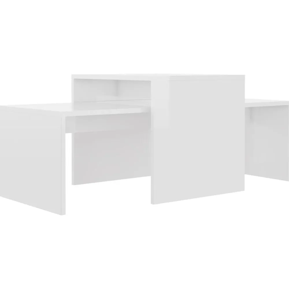 vidaXL Mesas-Mesa de centro madera contrachapada blanco brillo 100x48x40 cm