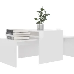 vidaXL Mesas-Mesa de centro madera contrachapada blanco brillo 100x48x40 cm