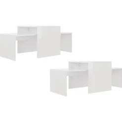 vidaXL Mesas-Mesa de centro madera contrachapada blanco brillo 100x48x40 cm