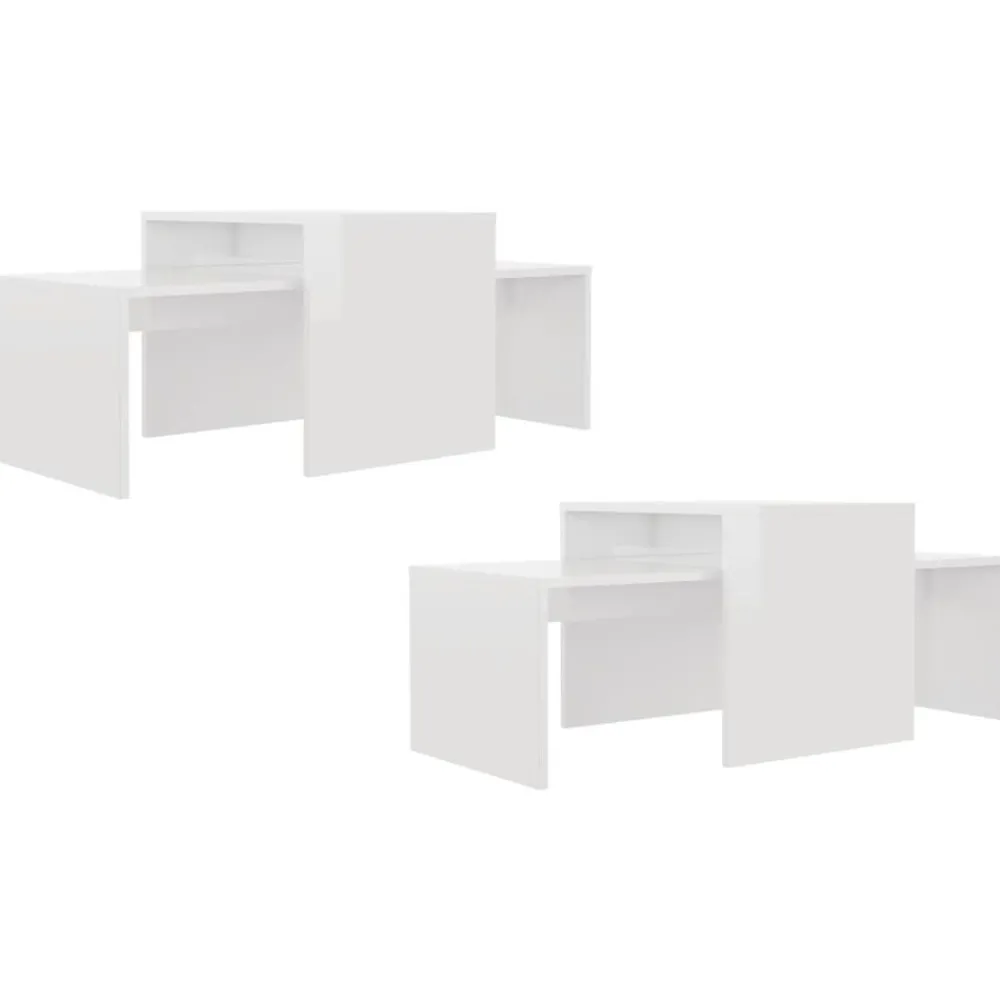vidaXL Mesas-Mesa de centro madera contrachapada blanco brillo 100x48x40 cm