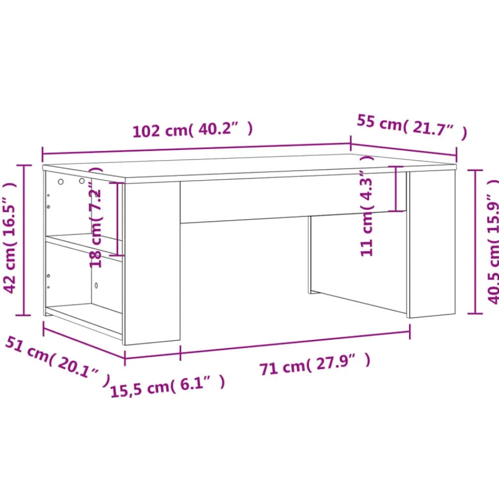 vidaXL Mesa de centro madera de ingeniería 102x55x42 cm Blanco Hot