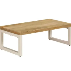 vidaXL Mesa de centro madera maciza de mango y acero 100x50x35 cm Sale
