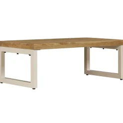 vidaXL Mesa de centro madera maciza de mango y acero 100x50x35 cm Sale