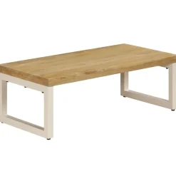 vidaXL Mesa de centro madera maciza de mango y acero 100x50x35 cm Sale