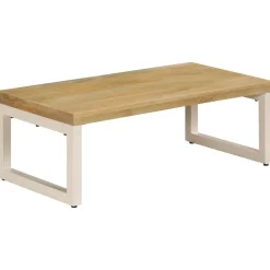 vidaXL Mesa de centro madera maciza de mango y acero 100x50x35 cm Sale