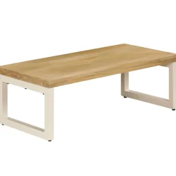 vidaXL Mesa de centro madera maciza de mango y acero 100x50x35 cm Sale