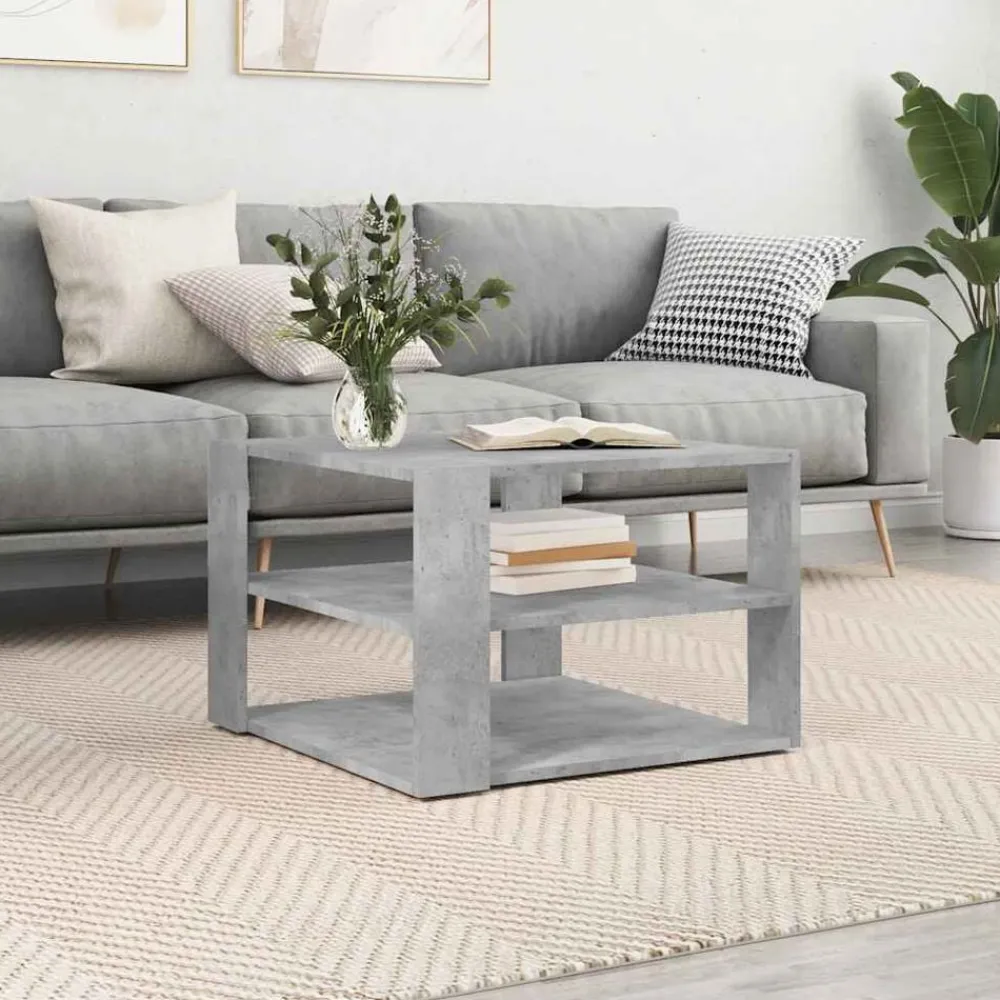 vidaXL Mesas-Mesa de centro madera ingeniería gris hormigón 58x58x40 cm