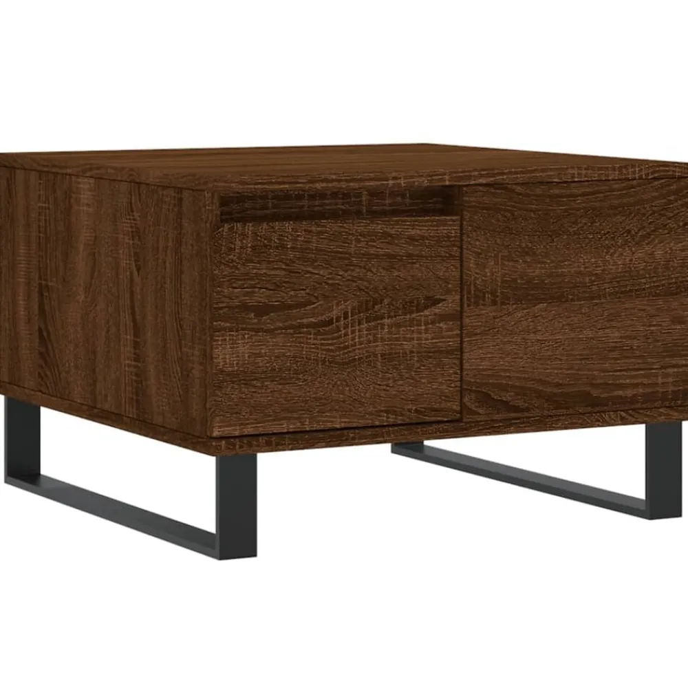 vidaXL Mesa de centro madera contrachapada roble marrón 55x55x36,5 cm Marrón roble New