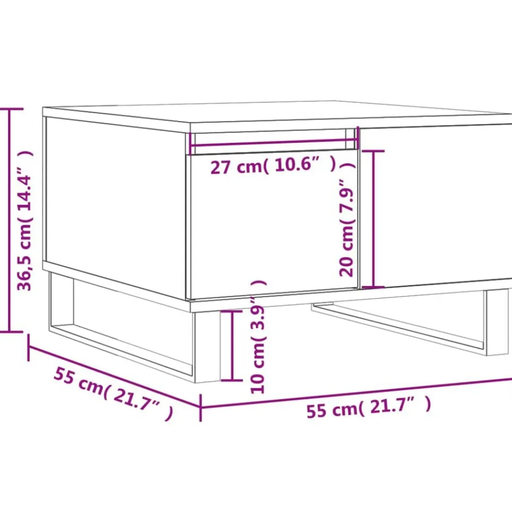 vidaXL Mesa de centro madera contrachapada roble marrón 55x55x36,5 cm Marrón roble New