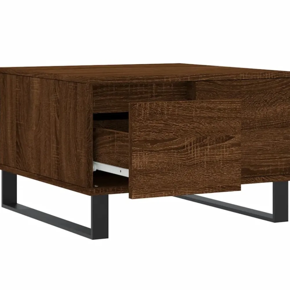 vidaXL Mesa de centro madera contrachapada roble marrón 55x55x36,5 cm Marrón roble New