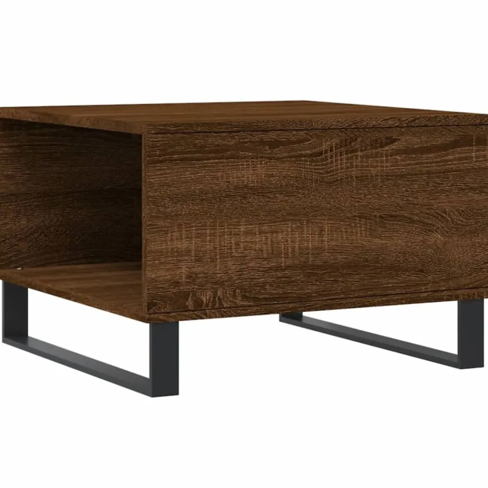 vidaXL Mesa de centro madera contrachapada roble marrón 55x55x36,5 cm Marrón roble New